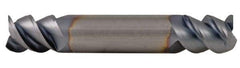 Accupro - 7/16", 9/16" LOC, 7/16" Shank Diam, 2-3/4" OAL, 3 Flute, Solid Carbide Square End Mill - Double End, TiCN Finish, Spiral Flute, 60° Helix, Centercutting, Right Hand Cut, Right Hand Flute - USA Tool & Supply