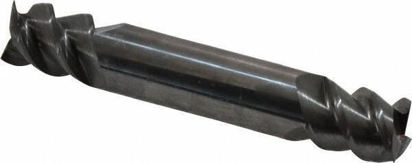 Accupro - 1/2", 5/8" LOC, 1/2" Shank Diam, 3" OAL, 3 Flute, Solid Carbide Square End Mill - Double End, Uncoated, Spiral Flute, 60° Helix, Centercutting, Right Hand Cut, Right Hand Flute - USA Tool & Supply