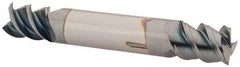 Accupro - 3/8", 1/2" LOC, 3/8" Shank Diam, 2-1/2" OAL, 3 Flute, Solid Carbide Square End Mill - Double End, TiCN Finish, Spiral Flute, 60° Helix, Centercutting, Right Hand Cut, Right Hand Flute - USA Tool & Supply