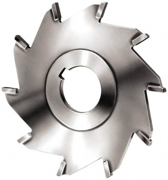 Made in USA - 4" Diam x 3/32" Blade Thickness x 1" Arbor Hole Diam, 8 Tooth Slitting and Slotting Saw - Arbor Connection, Right Hand, Uncoated, Carbide-Tipped, Contains Keyway - USA Tool & Supply