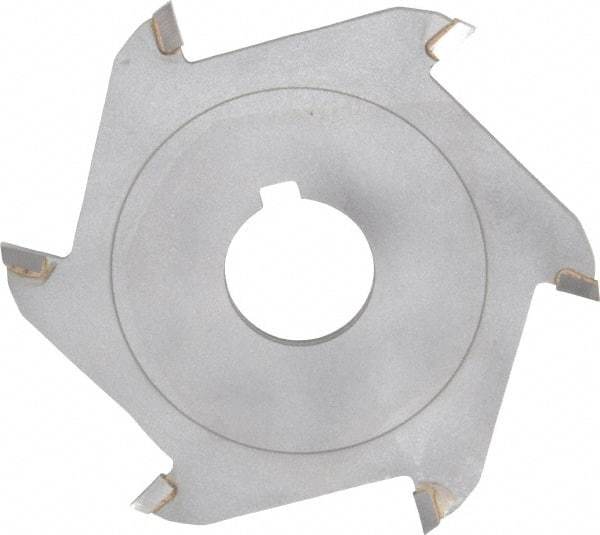 Made in USA - 4" Diam x 3/32" Blade Thickness x 1" Arbor Hole Diam, 6 Tooth Slitting and Slotting Saw - Arbor Connection, Right Hand, Uncoated, Carbide-Tipped, Contains Keyway - USA Tool & Supply