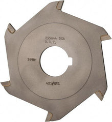 Made in USA - 4" Diam x 1/8" Blade Thickness x 1" Arbor Hole Diam, 6 Tooth Slitting and Slotting Saw - Arbor Connection, Right Hand, Uncoated, Carbide-Tipped, Contains Keyway - USA Tool & Supply