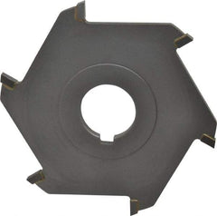 Made in USA - 4" Diam x 3/16" Blade Thickness x 1" Arbor Hole Diam, 6 Tooth Slitting and Slotting Saw - Arbor Connection, Right Hand, Uncoated, Carbide-Tipped, Contains Keyway - USA Tool & Supply