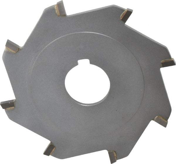 Made in USA - 4" Diam x 1/8" Blade Thickness x 1" Arbor Hole Diam, 8 Tooth Slitting and Slotting Saw - Arbor Connection, Right Hand, Uncoated, Carbide-Tipped, Contains Keyway - USA Tool & Supply