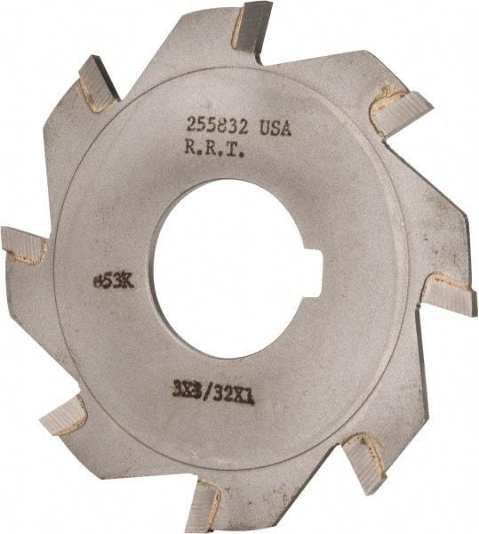 Made in USA - 3" Diam x 3/32" Blade Thickness x 1" Arbor Hole Diam, 8 Tooth Slitting and Slotting Saw - Arbor Connection, Right Hand, Uncoated, Carbide-Tipped, Contains Keyway - USA Tool & Supply