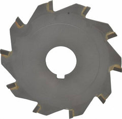 Made in USA - 4" Diam x 1/8" Blade Thickness x 1" Arbor Hole Diam, 10 Tooth Slitting and Slotting Saw - Arbor Connection, Right Hand, Uncoated, Carbide-Tipped, Contains Keyway - USA Tool & Supply