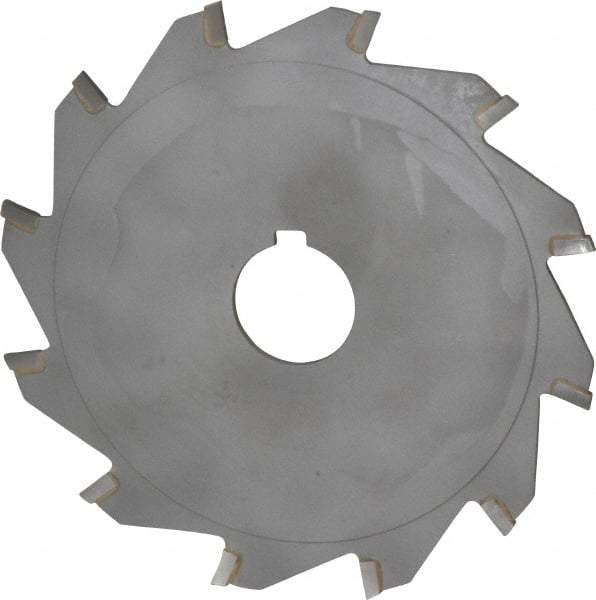 Made in USA - 5" Diam x 3/32" Blade Thickness x 1" Arbor Hole Diam, 12 Tooth Slitting and Slotting Saw - Arbor Connection, Right Hand, Uncoated, Carbide-Tipped, Contains Keyway - USA Tool & Supply