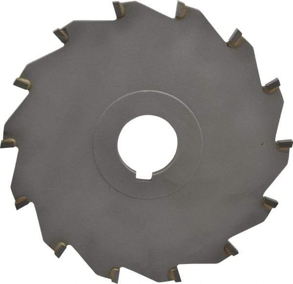 Made in USA - 6" Diam x 1/4" Blade Thickness x 1-1/4" Arbor Hole Diam, 14 Tooth Slitting and Slotting Saw - Arbor Connection, Right Hand, Uncoated, Carbide-Tipped, Contains Keyway - USA Tool & Supply