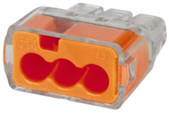 Ideal - 3 Port, 18 to 12 AWG Compatible, Push-In Wire Connector - 0.78" OAL x 0.69" OAW x 0.38" OAH, Orange - USA Tool & Supply