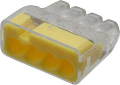 Ideal - 4 Port, 18 to 12 AWG Compatible, Push-In Wire Connector - 0.78" OAL x 0.82" OAW x 0.38" OAH, Yellow - USA Tool & Supply