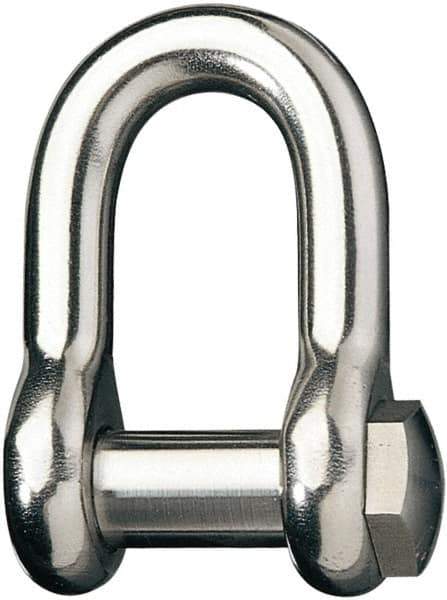 Ronstan - 5/8" Nominal Chain Size, 12.125 Ton Stainless Steel Screw D Shackle - 5/8" Diam, 5/8" Pin Diam, 1-27/32" High Inside Jaw, 1" Inside Width, 3/4" Max Body Thickness - USA Tool & Supply