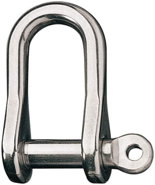 Ronstan - 1/2" Nominal Chain Size, 8.25 Ton Stainless Steel Screw D Shackle - 1/2" Diam, 1/2" Pin Diam, 1-5/8" High Inside Jaw, 3/4" Inside Width, 7/8" Max Body Thickness - USA Tool & Supply