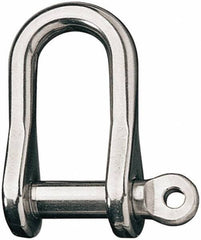 Ronstan - 3/8" Nominal Chain Size, 4 Ton Stainless Steel Screw D Shackle - 3/8" Diam, 3/8" Pin Diam, 1-1/2" High Inside Jaw, 21/32" Inside Width, 7/8" Max Body Thickness - USA Tool & Supply