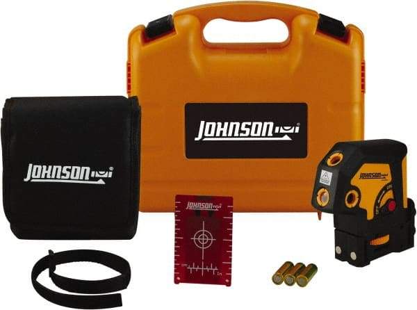 Johnson Level & Tool - 5 Beam 200' (Interior) Max Range Self Leveling Dot Laser Level - Red Beam, 1/8" at 50' Accuracy, 4-1/4" Long x 4-1/2" Wide x 2-1/2" High, Battery Included - USA Tool & Supply