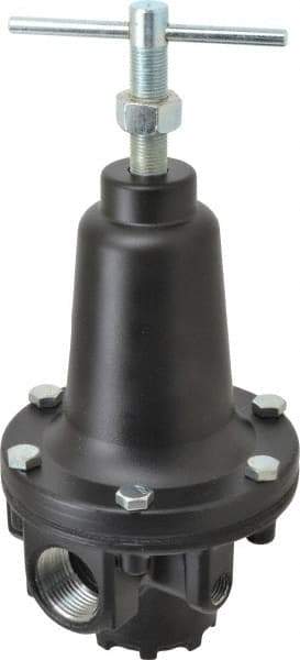 Parker - 1 NPT Port, 500 CFM, Zinc Heavy-Duty T-Handle Regulator - 2 to 125 psi Range, 300 Max psi Supply Pressure, 1/4" Gauge Port Thread, 4.38" Wide x 10" High - USA Tool & Supply
