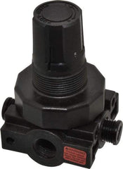 Parker - 1/4 NPT Port, Plastic Miniature Regulator - 0 to 25 psi Range, 150 Max psi Supply Pressure, 1/4" Gauge Port Thread, 2.06" Wide x 3.43" High - USA Tool & Supply