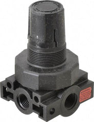 Parker - 1/4 NPT Port, Plastic Miniature Regulator - 0 to 60 psi Range, 150 Max psi Supply Pressure, 1/4" Gauge Port Thread, 2.06" Wide x 3.43" High - USA Tool & Supply