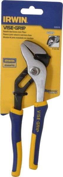 Irwin - 8" OAL, 1-1/4" Jaw Length, Groove Joint Pliers - Smooth Jaw, Smooth Head, ProTouch Handles - USA Tool & Supply