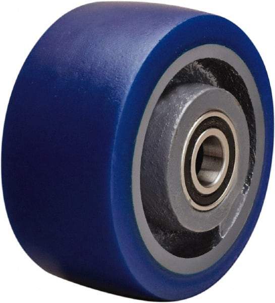 Hamilton - 4 Inch Diameter x 2 Inch Wide, Polyurethane Mold on to Cast Iron Center Caster Wheel - 600 Lb. Capacity, 2-1/4 Inch Hub Length, 1/2 Inch Axle Diameter, Sealed Precision Ball Bearing - USA Tool & Supply