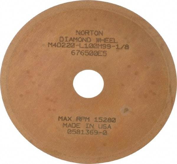 Norton - 3" Diam x 1/2" Hole x 0.01" Thick, 220 Grit Surface Grinding Wheel - Diamond, Type 1A1, Very Fine Grade, Metal Bond - USA Tool & Supply