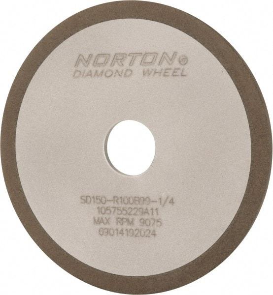 Norton - 4" Diam x 3/4" Hole x 1/8" Thick, 150 Grit Surface Grinding Wheel - Diamond, Type 1A1, Very Fine Grade, Resinoid Bond - USA Tool & Supply