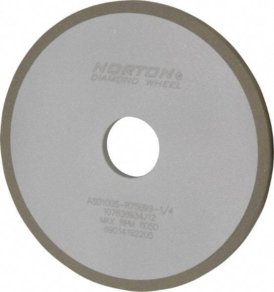 Norton - 6" Diam x 1-1/4" Hole x 1/4" Thick, 100 Grit Surface Grinding Wheel - Diamond, Type 1A1, Fine Grade, Resinoid Bond - USA Tool & Supply