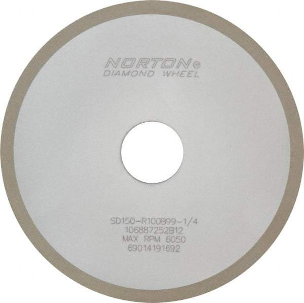 Norton - 6" Diam x 1-1/4" Hole x 1/4" Thick, 150 Grit Surface Grinding Wheel - Diamond, Type 1A1, Very Fine Grade, Resinoid Bond - USA Tool & Supply