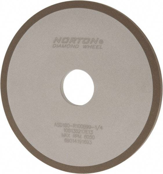Norton - 6" Diam x 1-1/4" Hole x 1/4" Thick, 180 Grit Surface Grinding Wheel - Diamond, Type 1A1, Very Fine Grade, Resinoid Bond - USA Tool & Supply