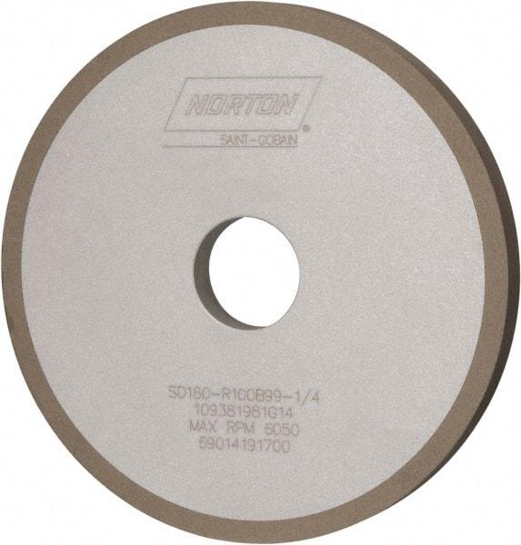 Norton - 6" Diam x 1-1/4" Hole x 1/2" Thick, 180 Grit Surface Grinding Wheel - Diamond, Type 1A1, Very Fine Grade, Resinoid Bond - USA Tool & Supply