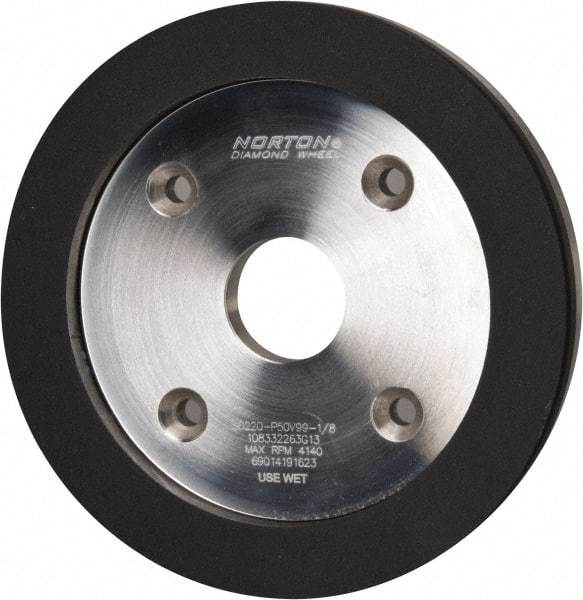 Norton - 6" Diam, 1-1/4" Hole Size, 3/4" Overall Thickness, 220 Grit, Type 6 Tool & Cutter Grinding Wheel - Very Fine Grade, Diamond, P Hardness, Vitrified Bond - USA Tool & Supply