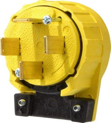 Pass & Seymour - 120/208 VAC, 60 Amp, 18-60P NEMA, Angled, Ungrounded, Specification Grade Plug - 4 Pole, 4 Wire, Yellow - USA Tool & Supply