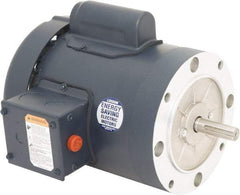 Leeson - 1 Max hp, 1,800 Max RPM, Capacitor Start Electric AC DC Motor - 115/230 V Input, Single Phase, 56C Frame, C-Face Mount, TEFC Enclosure - USA Tool & Supply