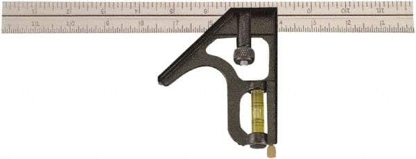 Johnson Level & Tool - 1 Piece, 12" Combination Square Set - 1/8, 1/16 & 1/32" (Inch) Graduation, Stainless Steel Blade, Cast Zinc Head - USA Tool & Supply