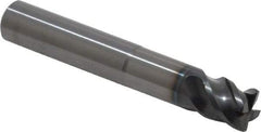 OSG - 1/2", 4 Flute, Single End, Solid Carbide, 0.03" Corner Radius End Mill - 3-1/4" OAL, 45° Helix, 1/2" LOC, 1-1/2" Extended Reach - USA Tool & Supply