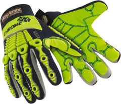 HexArmor - Size S (7), ANSI Cut Lvl A8, Puncture Lvl 1, Abrasion Lvl 2, Cotton/SuperFabric Cut & Puncture Resistant Gloves - 9" Long, Hi-Vis Lime, Paired - USA Tool & Supply