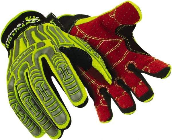 HexArmor - Size L (9), ANSI Cut Lvl 2, Puncture Lvl 2, HPPE Fiber Cut & Puncture Resistant Gloves - 11" Long, Hi-Vis Lime, Paired - USA Tool & Supply