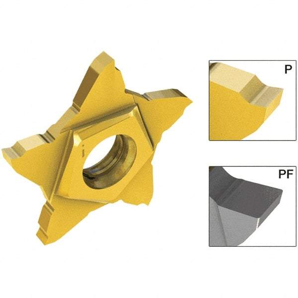 Iscar - PENTA24N150 P IC1008 Grade, 0.0591" Cutting Width, Carbide Cutoff Insert - Neutral Lead Angle, 0.002" Cnr Rad, TiAlN/TiN Coated - USA Tool & Supply