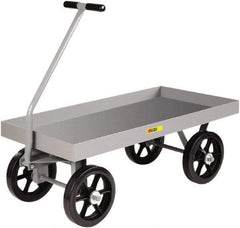 Little Giant - 3,500 Lb Capacity Steel Wagon Truck - Steel Deck, 30" OAW, 60" Platform Length x 16-1/2" Platform Height, Mold On Rubber Casters - USA Tool & Supply