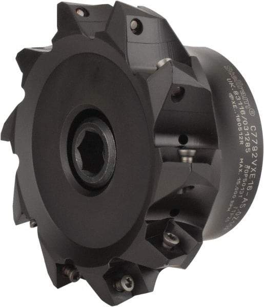 Kennametal - 5" Cut Diam, 0.138" Max Depth, 1-1/2" Arbor Hole, 10 Inserts, XE 16 Insert Style, Indexable Copy Face Mill - C7792VXE16-A5.0Z10R Cutter Style, 2.48" High, Through Coolant, Series 7792 - USA Tool & Supply