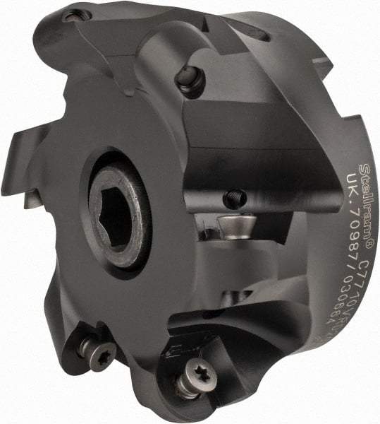 Kennametal - 4" Cut Diam, 0.394" Max Depth, 1-1/4" Arbor Hole, 6 Inserts, RD 20 Insert Style, Indexable Copy Face Mill - C7710VRD20A4.00Z06R Cutter Style, 1.969" High, Through Coolant, Series 7710 - USA Tool & Supply