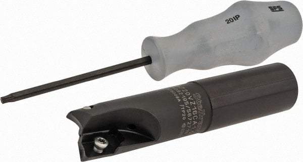 Kennametal - 1" Cutting Diam, 0.63" Max Depth, 1" Shank Diam, Cylindrical Shank Indexable Square Shoulder End Mill - ZDET15M5 Insert Style, C5720VZ16CA1.0Z2R2.75 Toolholder Style, Through Coolant - USA Tool & Supply