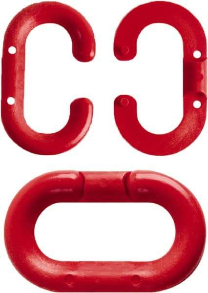 NMC - 2" High x 1/4" Long x 4" Wide Barrier Connecting Link - Plastic, Uncoated, Red, Use with Plastic Chain - USA Tool & Supply