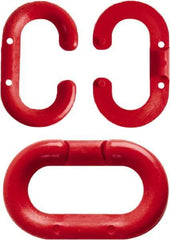 NMC - 2" High x 1/4" Long x 4" Wide Barrier Connecting Link - Plastic, Uncoated, Red, Use with Plastic Chain - USA Tool & Supply