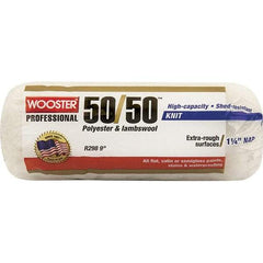 Wooster Brush - 1-1/4" Nap, 9" Wide Paint Roller - Extra-Rough Texture, Wool/Poly Blend - USA Tool & Supply