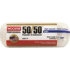 Wooster Brush - 1" Nap, 9" Wide Paint Roller - Rough Texture, Wool/Poly Blend - USA Tool & Supply