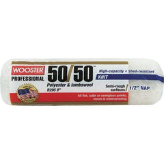 Wooster Brush - 1/2" Nap, 9" Wide Paint Roller - Semi-Rough Texture, Wool/Poly Blend - USA Tool & Supply