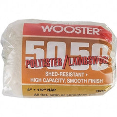 Wooster Brush - 1/2" Nap, 4" Wide Paint Roller - Semi-Rough Texture, Wool/Poly Blend - USA Tool & Supply