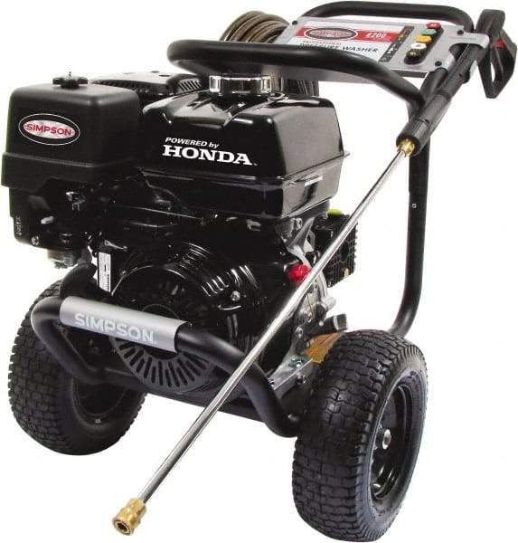 Simpson - Gas, 11.7 hp, 4,200 psi, 4 GPM, Cold Water Pressure Washer - AAA Triplex, 50' x 3/8" Hose - USA Tool & Supply