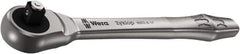 Wera - 1/4" Drive Slim Line Head Quick-Release Ratchet - Satin Finish, 141mm OAL, 76 Gear Teeth, Ergonomic Handle - USA Tool & Supply