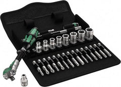 Wera - 28 Piece 1/4" Drive Standard Socket Set - 6 Points, 3/16 to 1/2", T10 to T40 Torx, Inch Measurement Standard - USA Tool & Supply